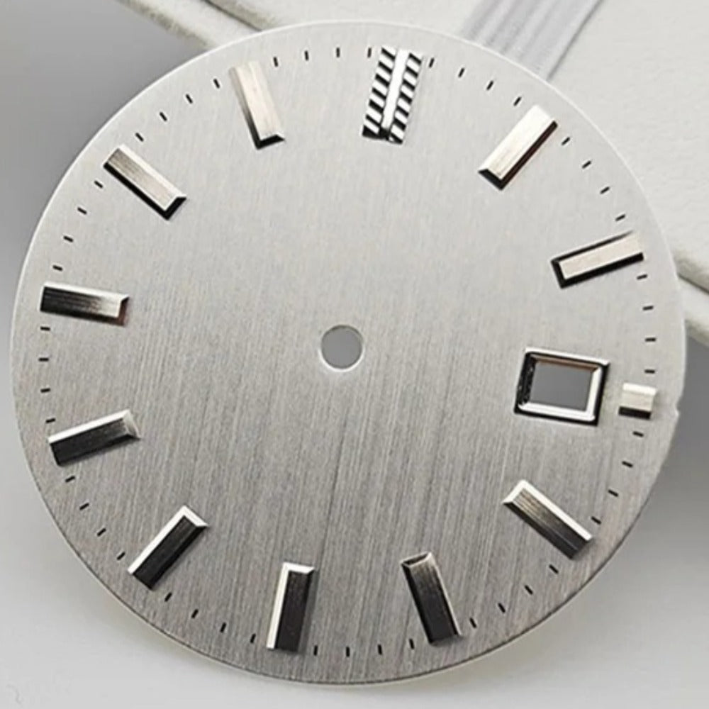 32.5mm Silver Watch Dial for NH35 NH36 No Luminous Replacement