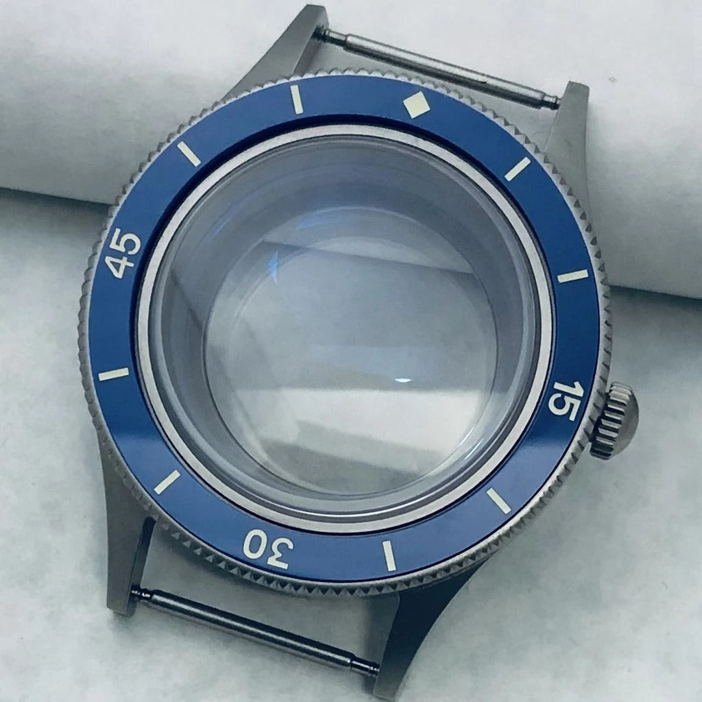 40mm Titanium Watch Case Lume Bezel Double Domed Coated AR Fit NH34/35/36 4R35