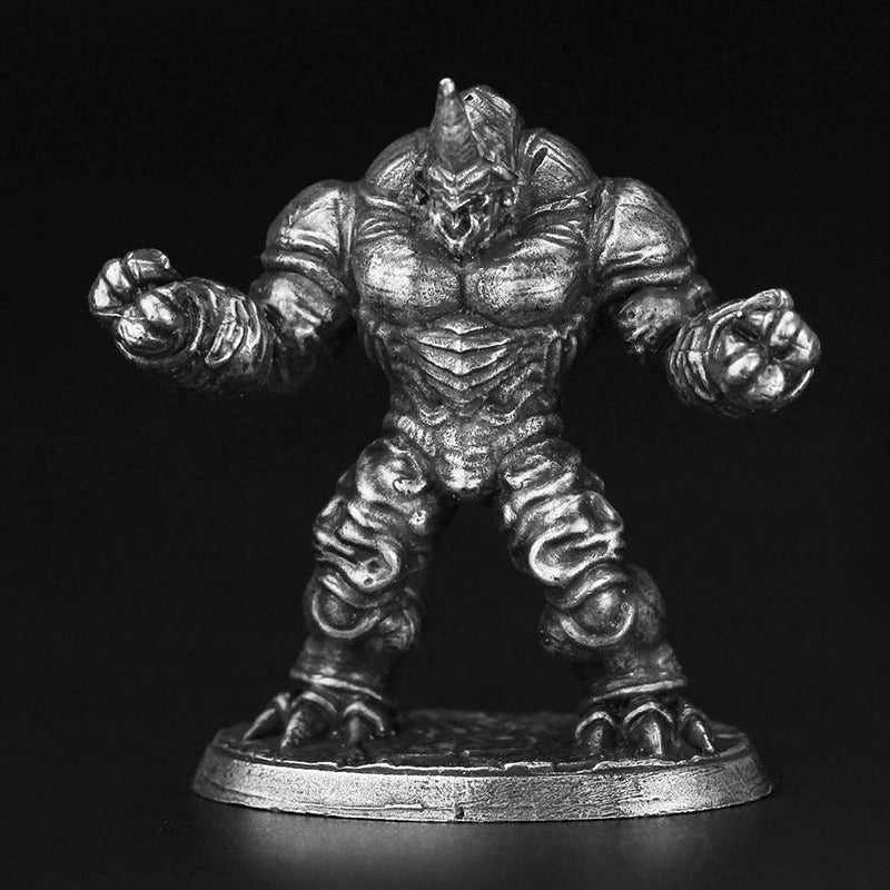 Rhino Humanoid Warrior Copper Figurine White Bronze Sci-Fi Wargame 354-1