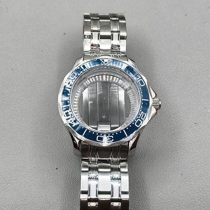 41mm 316L Silver Watch Case for Seamaster 300 NH35 NH36 NH38 NH34 Sapphire Glass