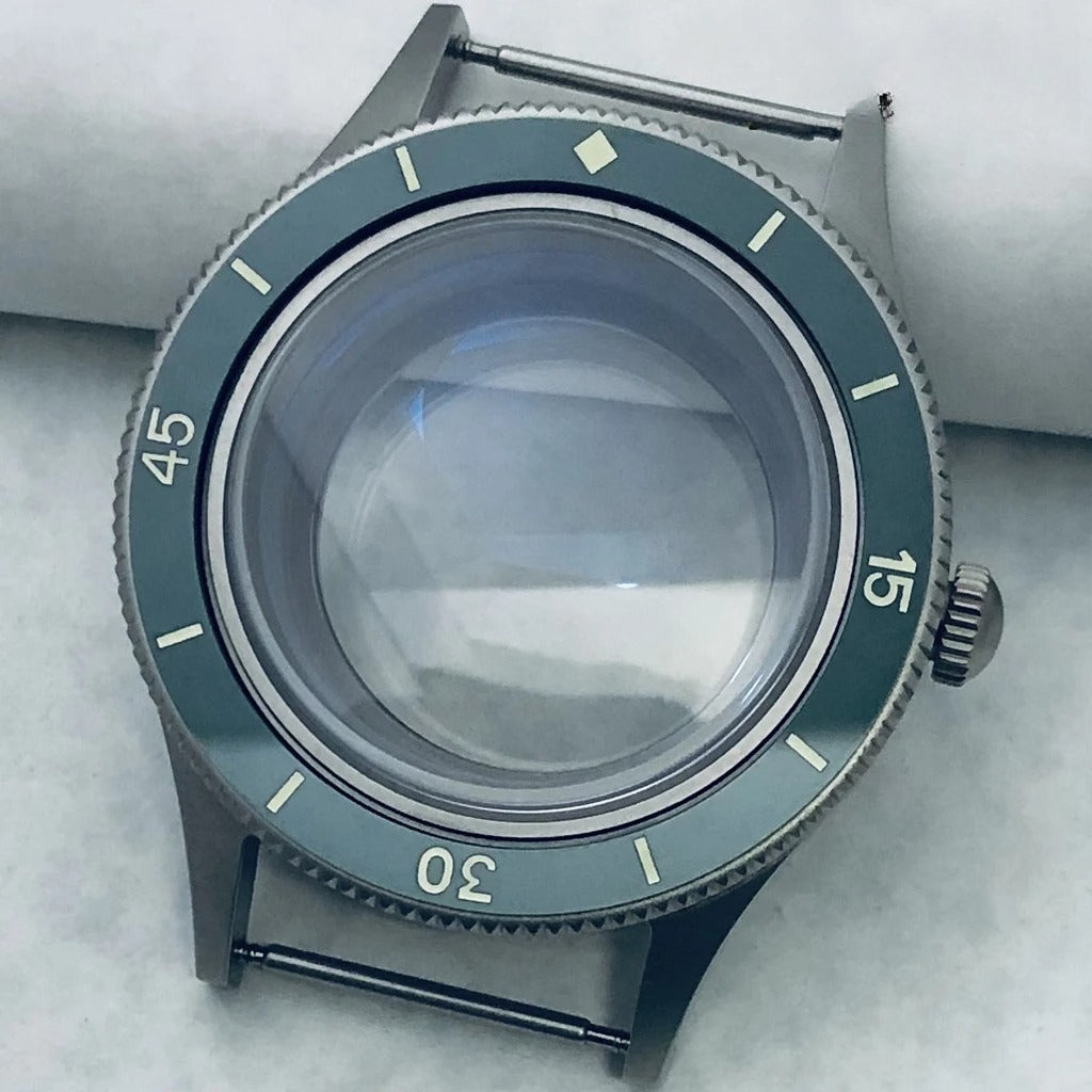 40mm Titanium Watch Case Lume Bezel Double Domed Coated AR Fit NH34/35/36 4R35
