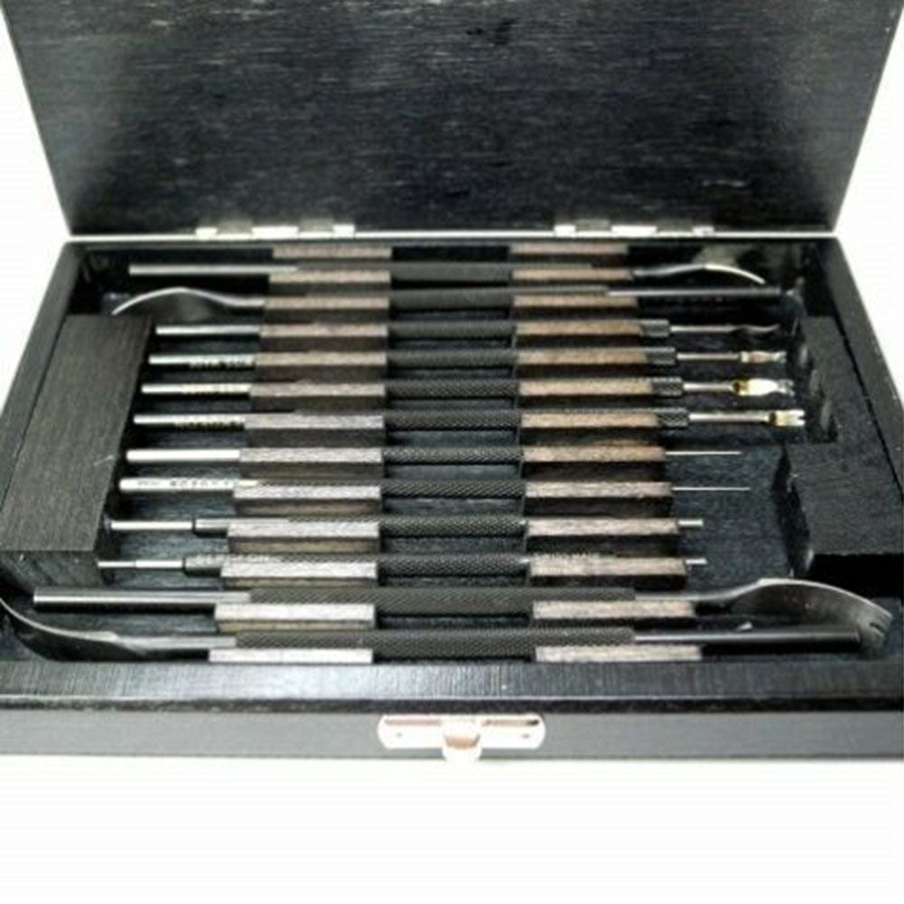 Bergeon 30020 watchmakers hand levers set with storage box for precise watch repairs