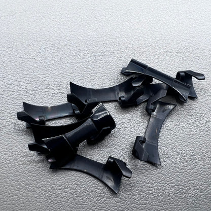 1. Six steel black matte curved end links with spring bars for durable watch band straps.  