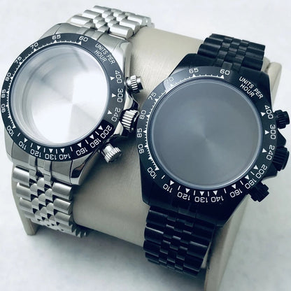 40mm Multicolor Watch Case Sapphire Glass Ceramic/Steel Bezel Fit VK63A