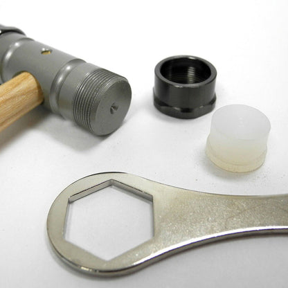 Bergeon 30417 hammer with brass and synthetic ends for delicate watch repairs and adjustments.