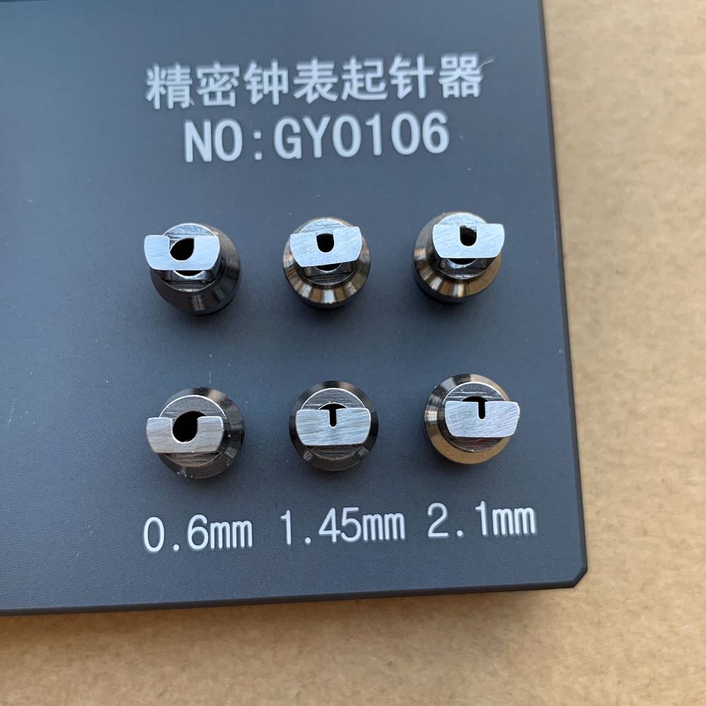 Stainless steel watch hand remover tool, precise hand detachment for watch repairs.