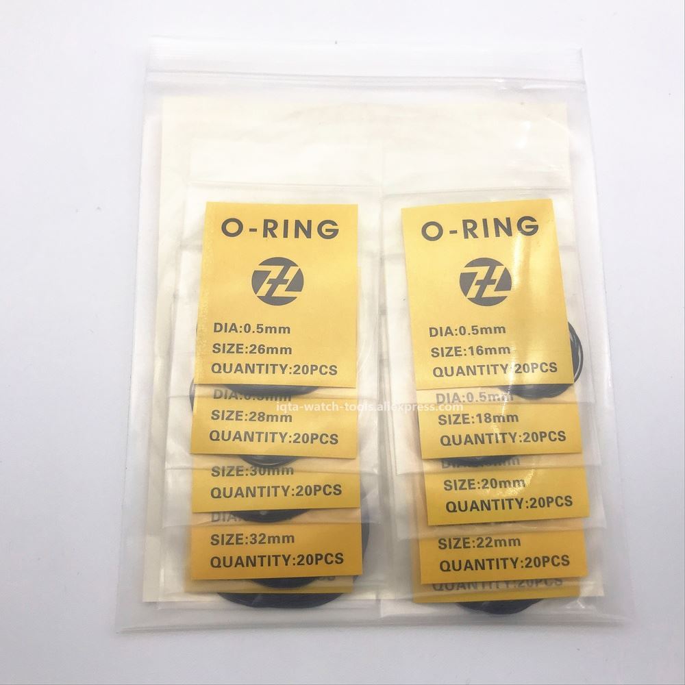 200pcs 0.5/0.6/0.7mm 16mm-34mm Watch O-Ring Waterproof Rubber Seal O-Ring