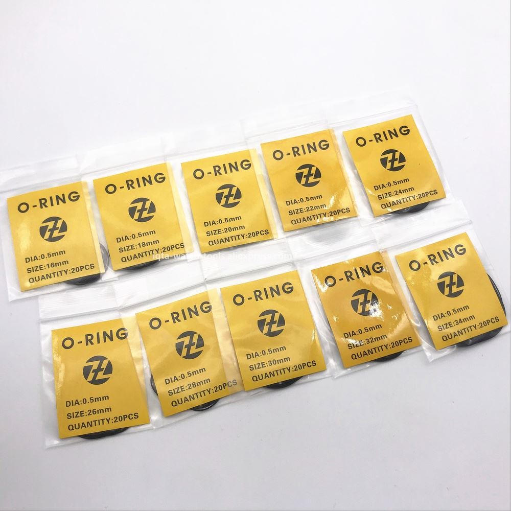 200pcs 0.5/0.6/0.7mm 16mm-34mm Watch O-Ring Waterproof Rubber Seal O-Ring