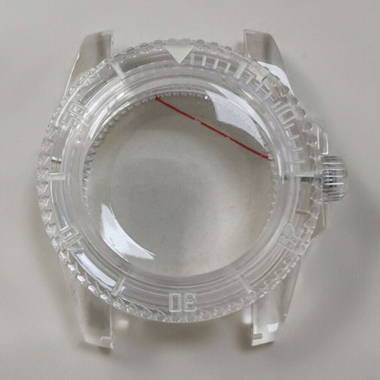 40MM green luminous plastic watch case with acrylic mirror for 8215 8200 821A 2813 movements.