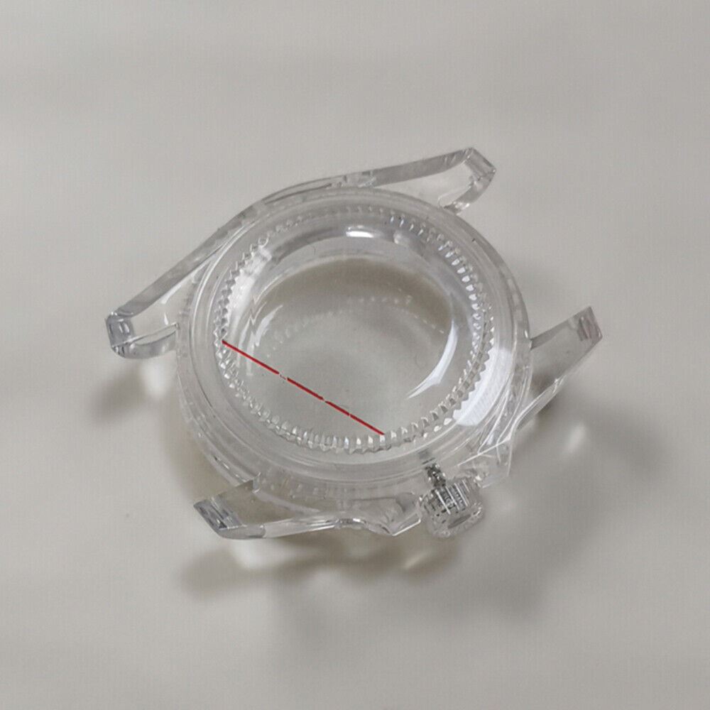 Green luminous 40MM plastic watch case with acrylic mirror for 8215 8200 821A 2813 movements.