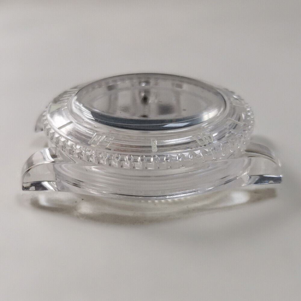 40MM green luminous plastic watch case with acrylic mirror for 8215 8200 821A 2813 movements, ideal for watch repair.