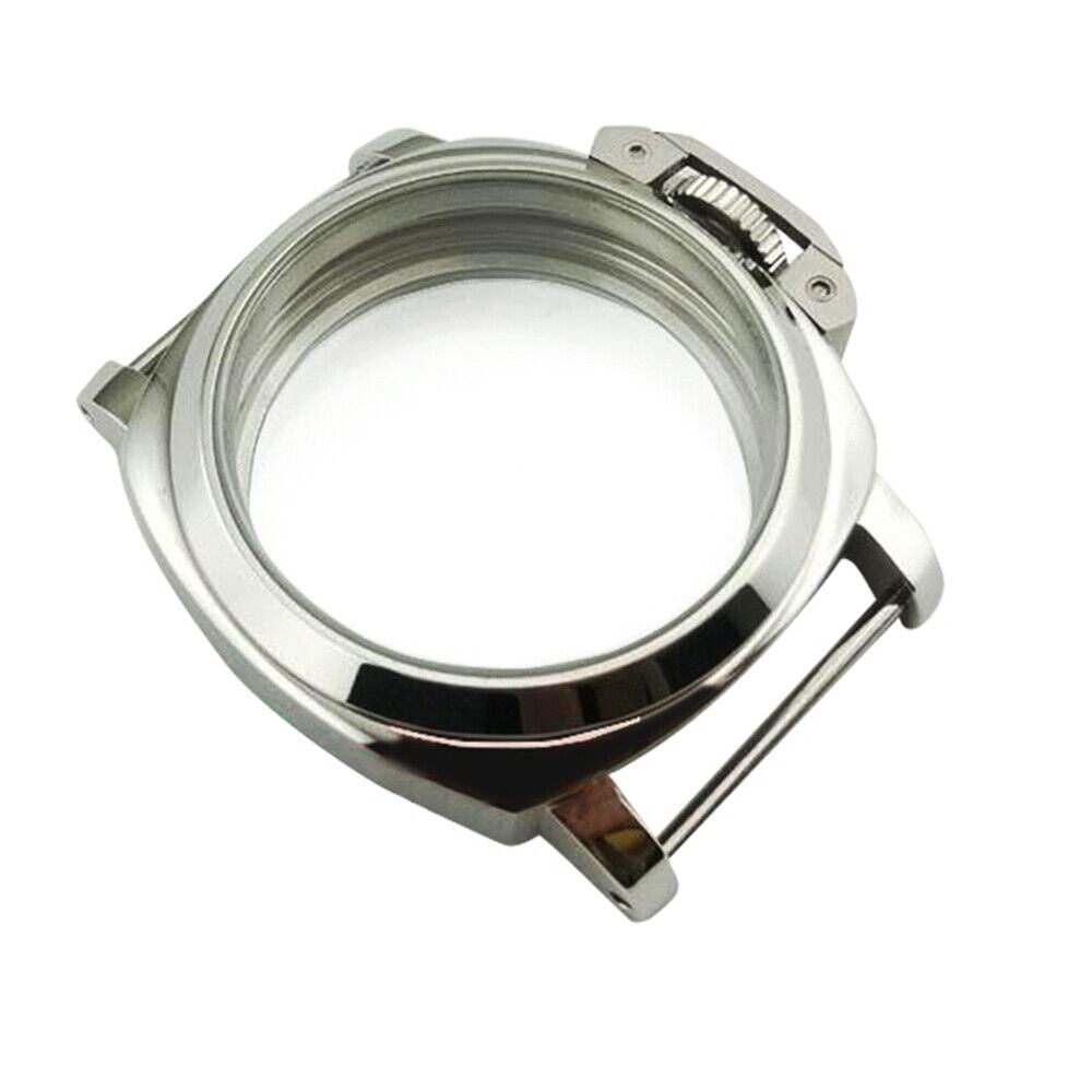 Polished 44MM stainless steel watch case for ETA6497 with ST3600 movement compatibility.