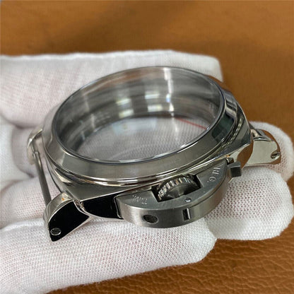 Officine Panerai 47mm stainless steel watch case for ETA 6497/6498 movement, durable and stylish.