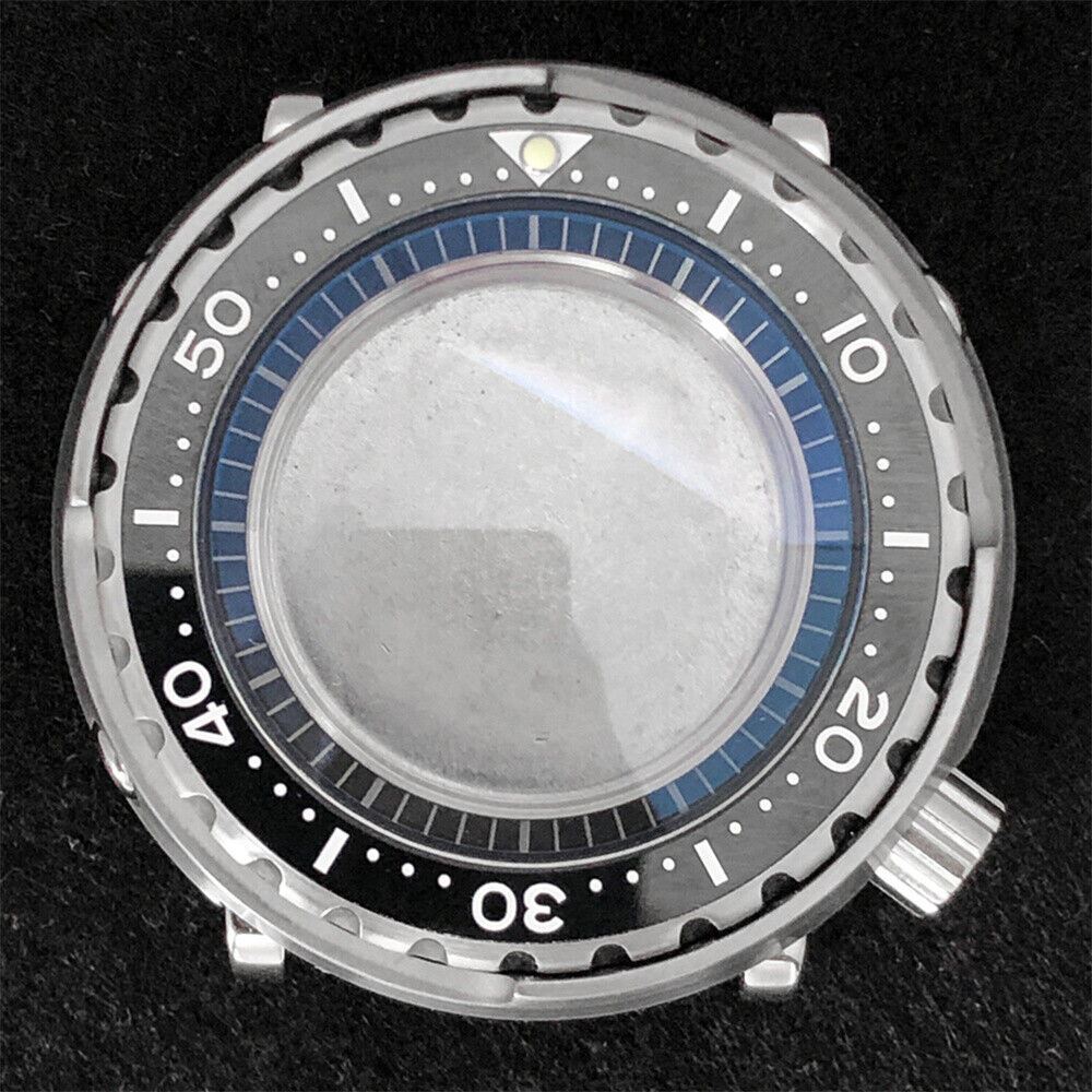 Stainless steel 45MM watch case with mineral glass for NH35/NH36 movement, durable and sleek.