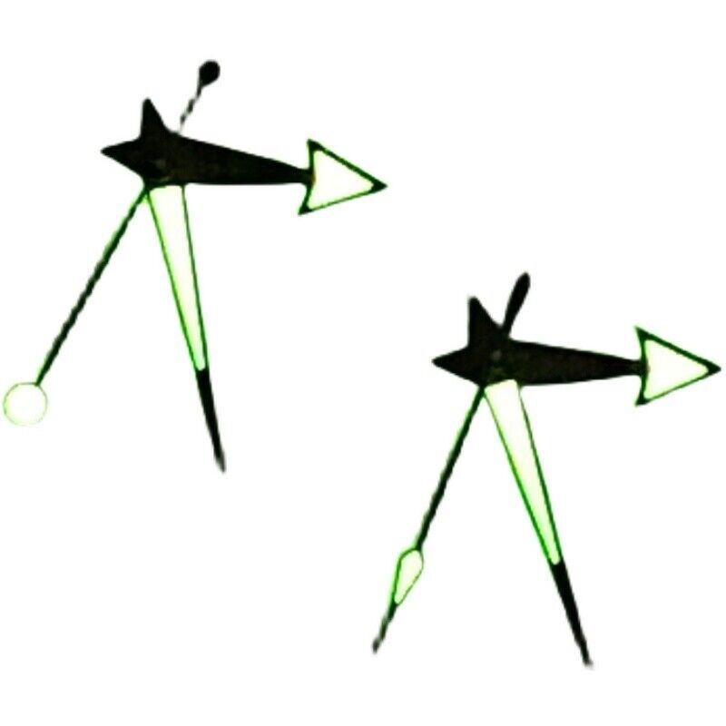 Green luminous watch hands set by MYT for ETA 2824/2836, MYT8205, 8215, DG2813 movements.