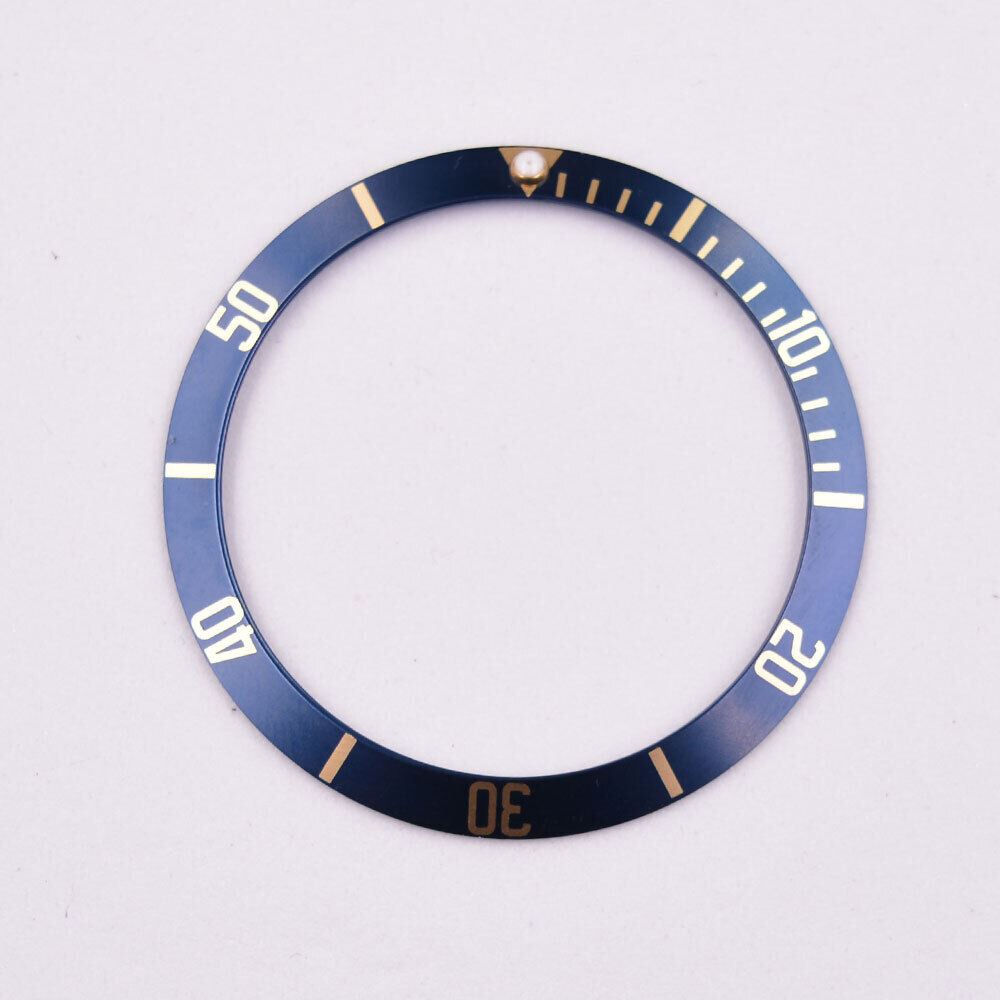 Blue 39.5mm aluminium bezel insert for automatic SUB/GMT watches, perfect for watch customization.