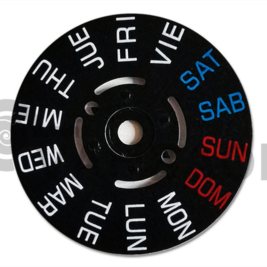 Roue de semaine noire anglaise adaptée au mouvement NH35/36, position 3/3,8
