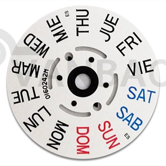 Roue de semaine anglaise adaptée au mouvement NH35 NH36 Date à 3