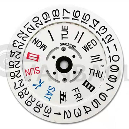 Roue de disque de date blanche, anglaise et chinoise, compatible avec le mouvement NH35 NH36 Date@3