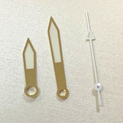 Green luminous golden watch hands set for NH35A/NH36A/4R36 movement, ideal for watch repairs