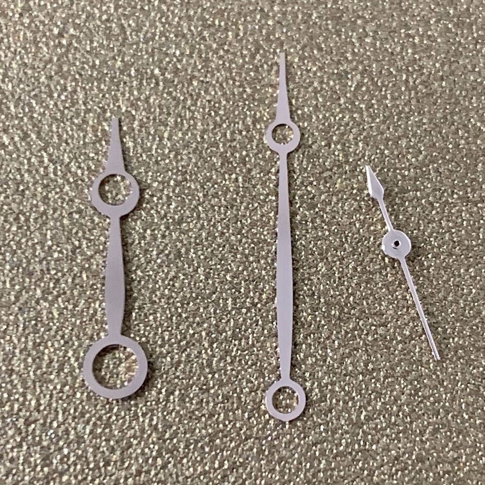 No luminous watch hands set for ETA6497/6498 ST3600 movement, compatible with 3-hand watches, precision fit.