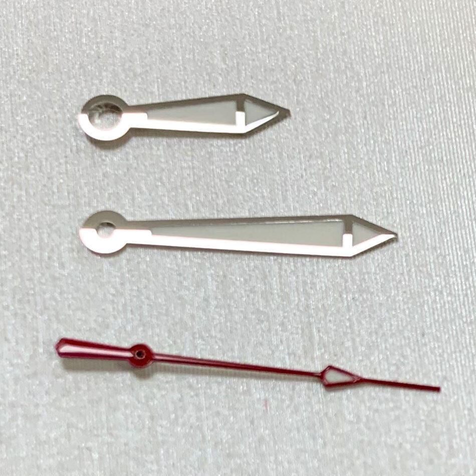 Green luminous watch hands set by B11 brand for NH35A/NH36A/4R36 movement, sizes 8/12.5mm, ideal for watch repairs.