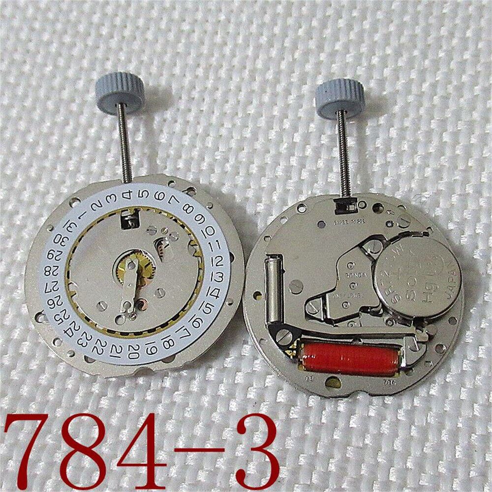 Ronda 784 Swiss quartz watch movement with date window at 3 o?clock for accurate timekeeping and repair.