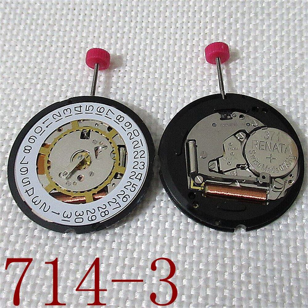 Ronda 714 quartz watch movement with date at 3 o?clock, Swiss parts, 2 hands replacement by Ronda.