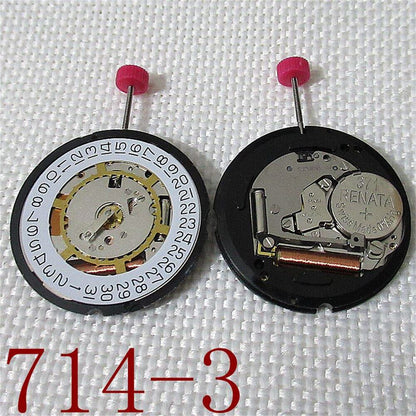 Ronda 714 quartz watch movement with date at 3 o?clock, Swiss parts, 2 hands replacement by Ronda.