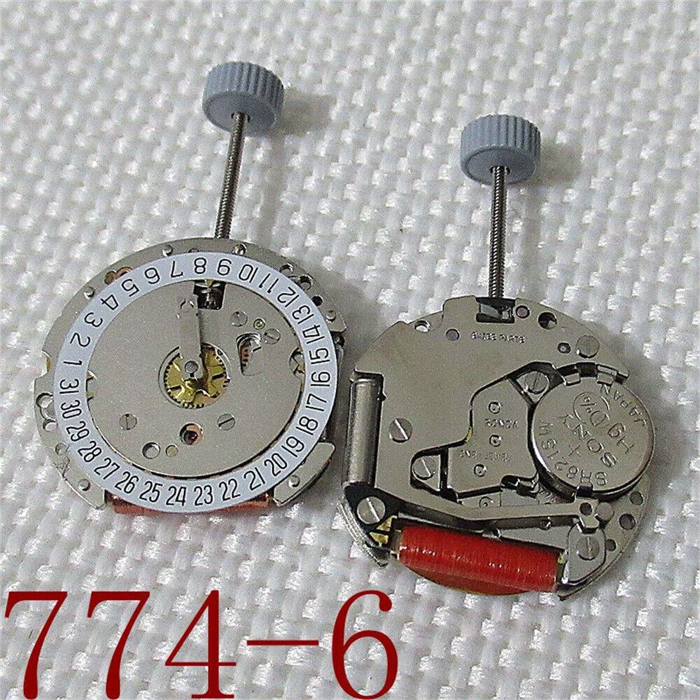 Ronda 774 Quartz watch movement with date at 3 and 6, Swiss parts for accurate repair.