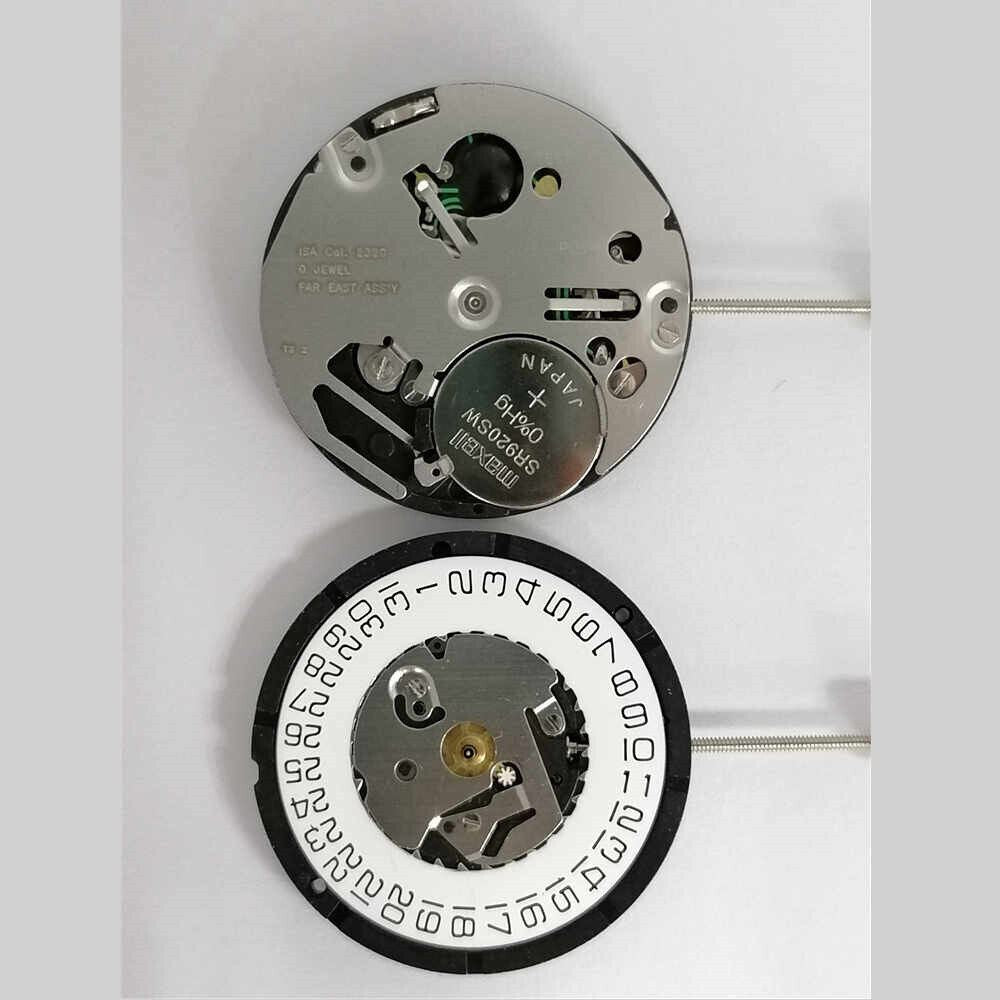 Watchmakers ISA 2320 quartz movement with date window at 3/6, repair part for ISA 2320/103 models.