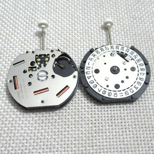 LD57 quartz watch movement with small second hand at 6, 9, and 12 o'clock positions, ideal for repairs.