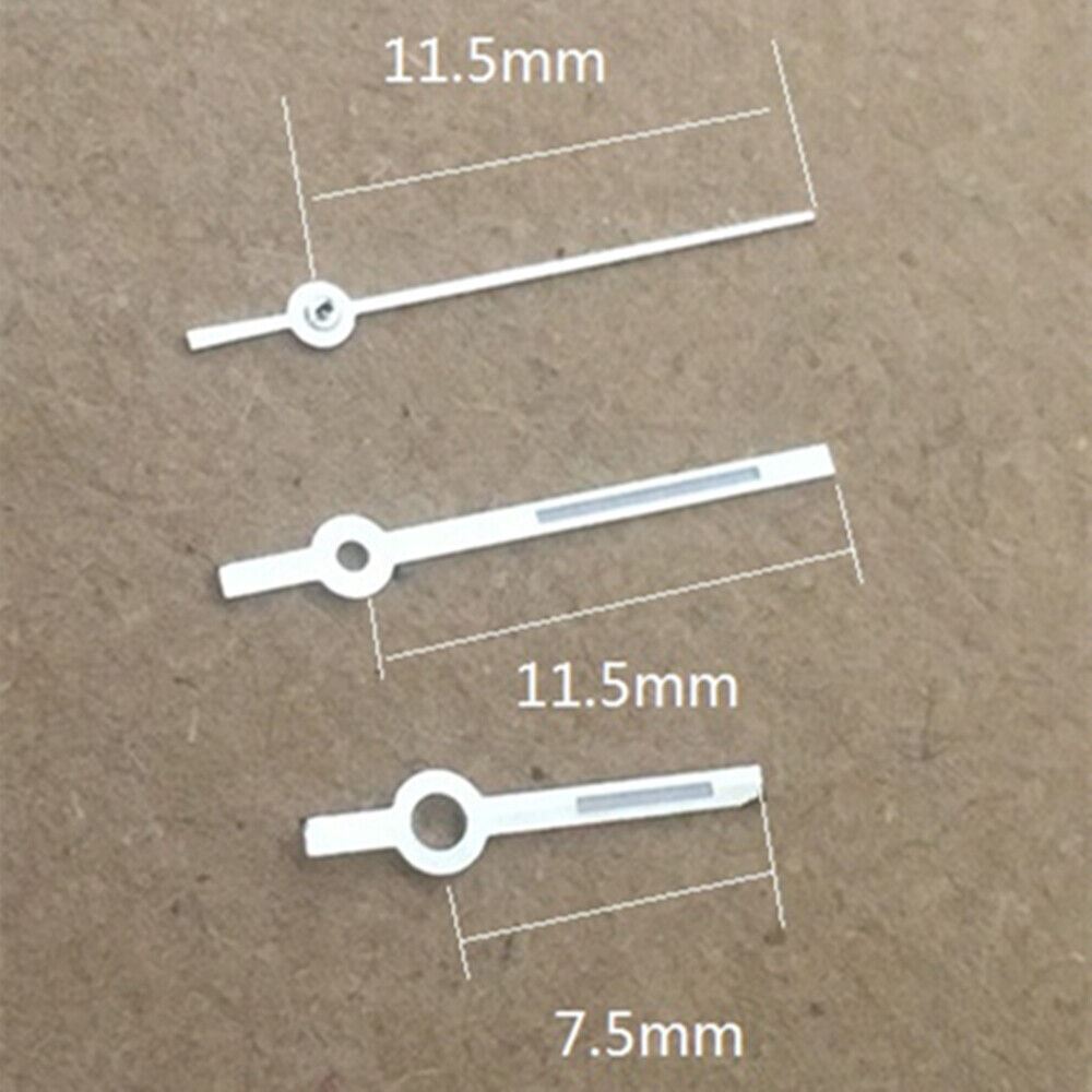 Luminous silver trim watch hands designed for Ronda 785 3 hands quartz movements, enhancing visibility and style.