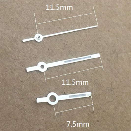 Luminous silver trim watch hands designed for Ronda 785 3 hands quartz movements, enhancing visibility and style.