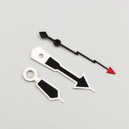 Silver trimmed black watch hands for NH35A movement, precise fit accessory replacement