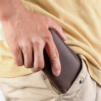 Brown leather 2-slot watch box, luxury portable pouch with zipper for secure watch storage and travel.