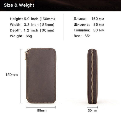 Brown leather 2-slot watch box, luxury portable zipper pouch for secure watch storage and travel.