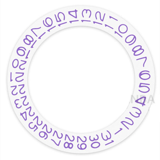 Disque de date à fond blanc et violet clair pour Miyota NH35 NH36