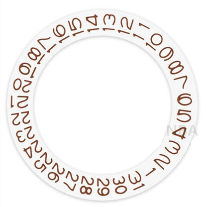 Disque de date à fond blanc et caractères marron pour Miyota NH35 NH36