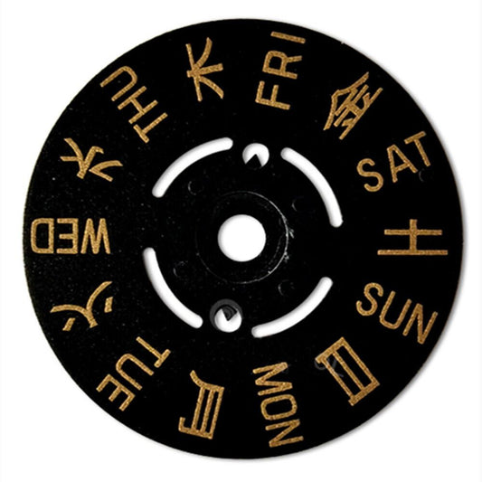 Disque de semaine doré en police japonaise anglaise pour Miyota NH35 NH36