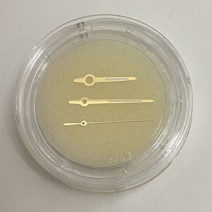 Golden luminous watch hands for ETA 2892 movement, enhancing low-light visibility with elegant design.