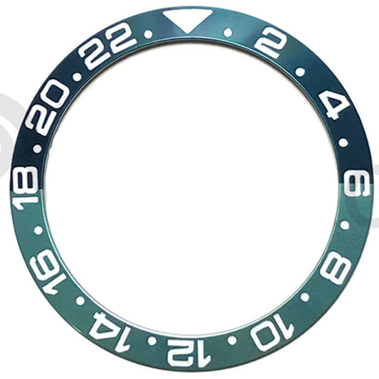 38mm green numeral GMT aluminum alloy bezel insert, compatible with RLX watches for stylish upgrades.