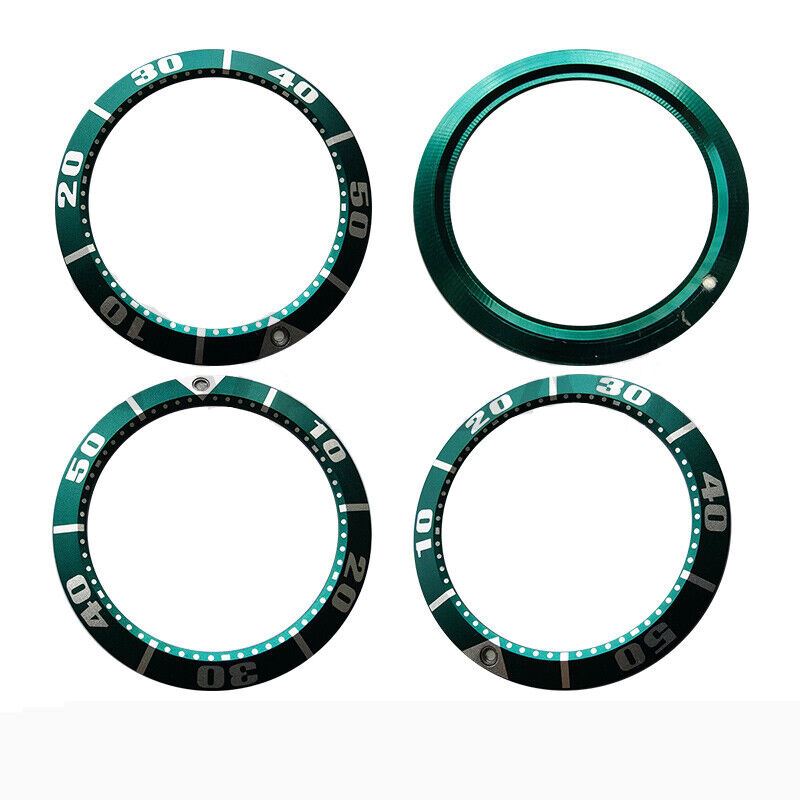 Green 40mm aluminum bezel insert for Seiko SBDC001/003, SBDC031/033 watches, durable replacement.