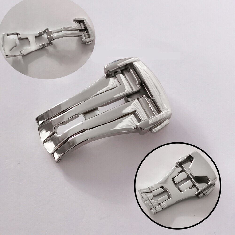 Stainless steel 20mm watch buckle clasp for Omega straps, durable and sleek design.