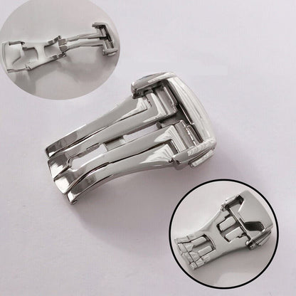 Stainless steel 20mm watch buckle clasp for Omega straps, durable and sleek design.