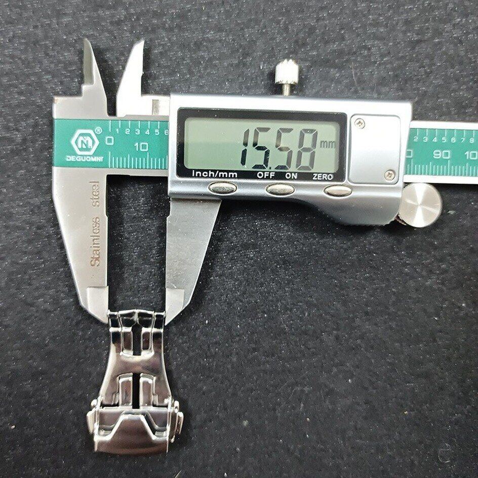 Stainless steel 20mm watch buckle clasp by Omega, durable design for securing straps.