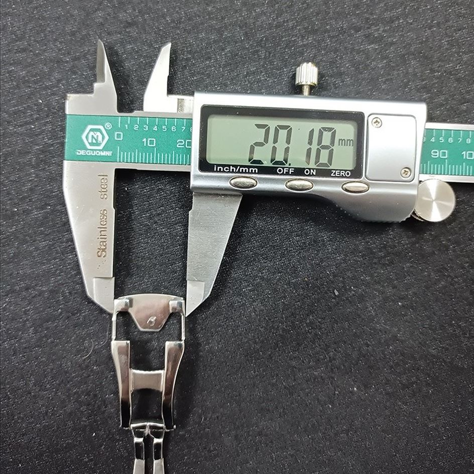 Stainless steel 20mm Omega watch buckle clasp, durable and sleek for secure strap fastening.