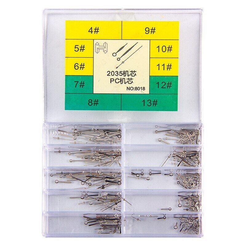 Set of quartz watch hands, compatible with 2035 movement, including hour, minute, and small hands.