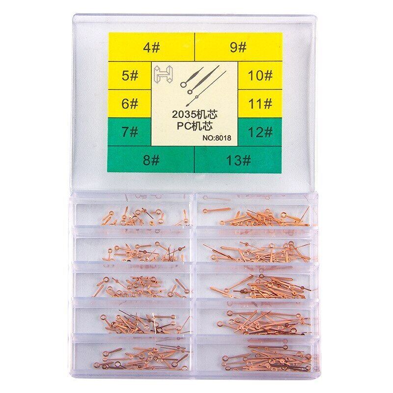 Quartz watch hands set with small, minute, and hour hands for 2035 movement.