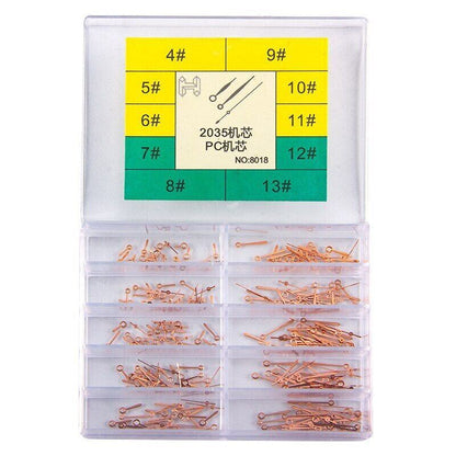 Quartz watch hands set with small, minute, and hour hands for 2035 movement.
